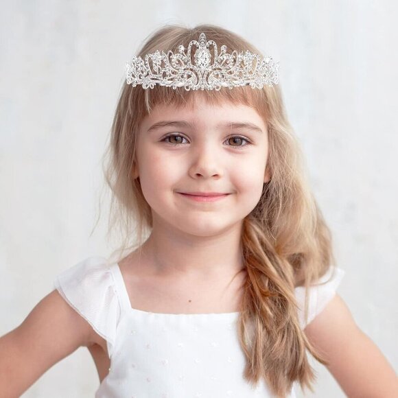Silver Princess Tiaras 8pcs Alloy Crystal Crowns for Women Girls Wedding Party main image 2